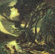 Albert Pinkham Ryder Siegfried and the Rhine Maidens oil on canvas